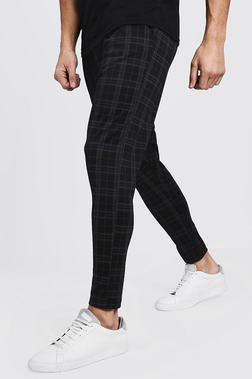 mens grey checked joggers