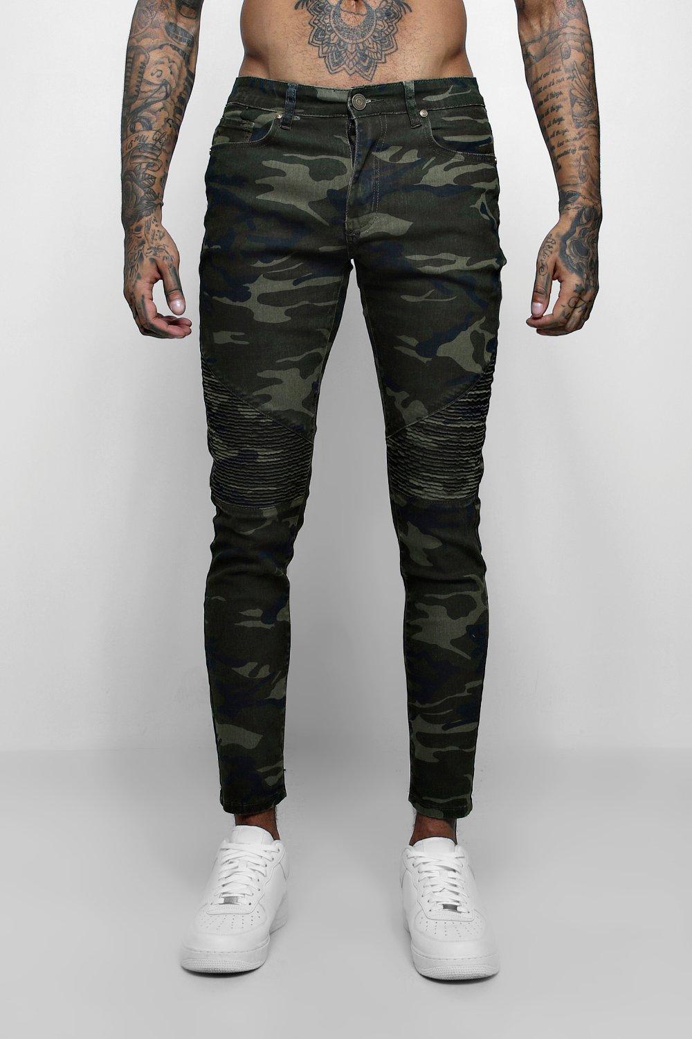 camo biker jeans