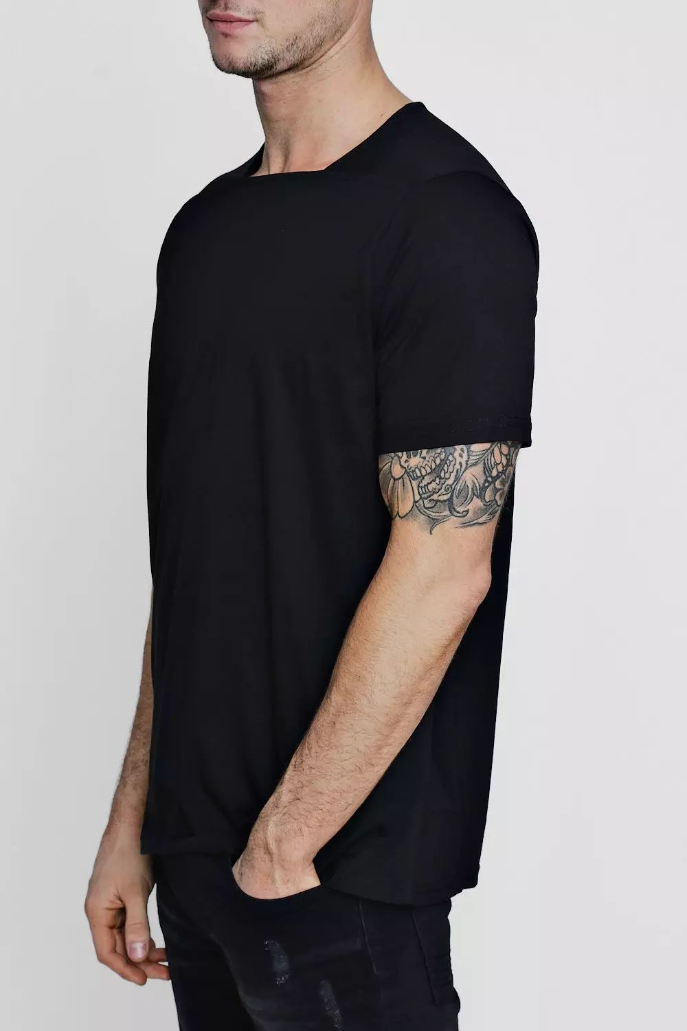 T-shirt sans col à encolure carrée, Noir autre image