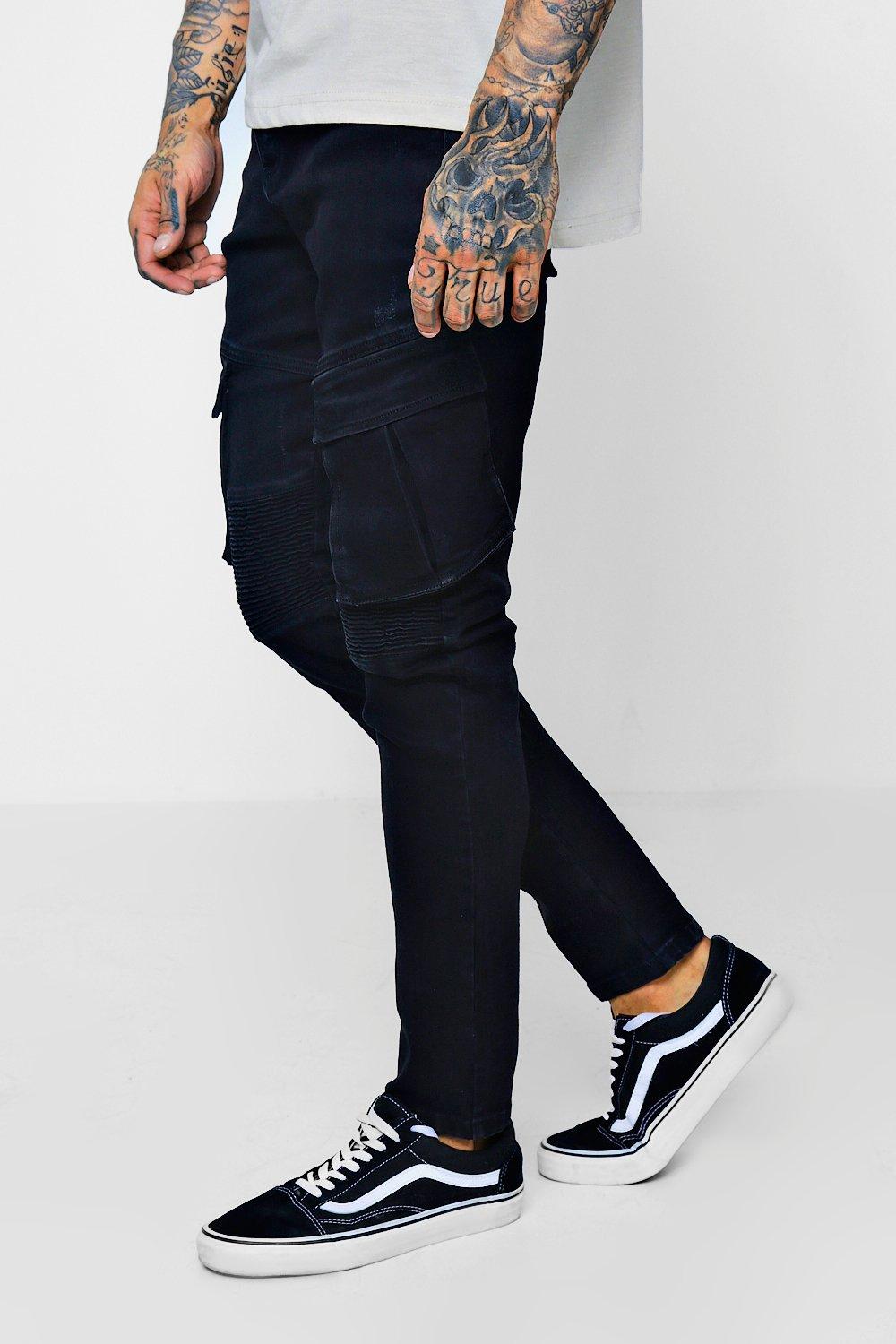 biker jeans with cargo pockets