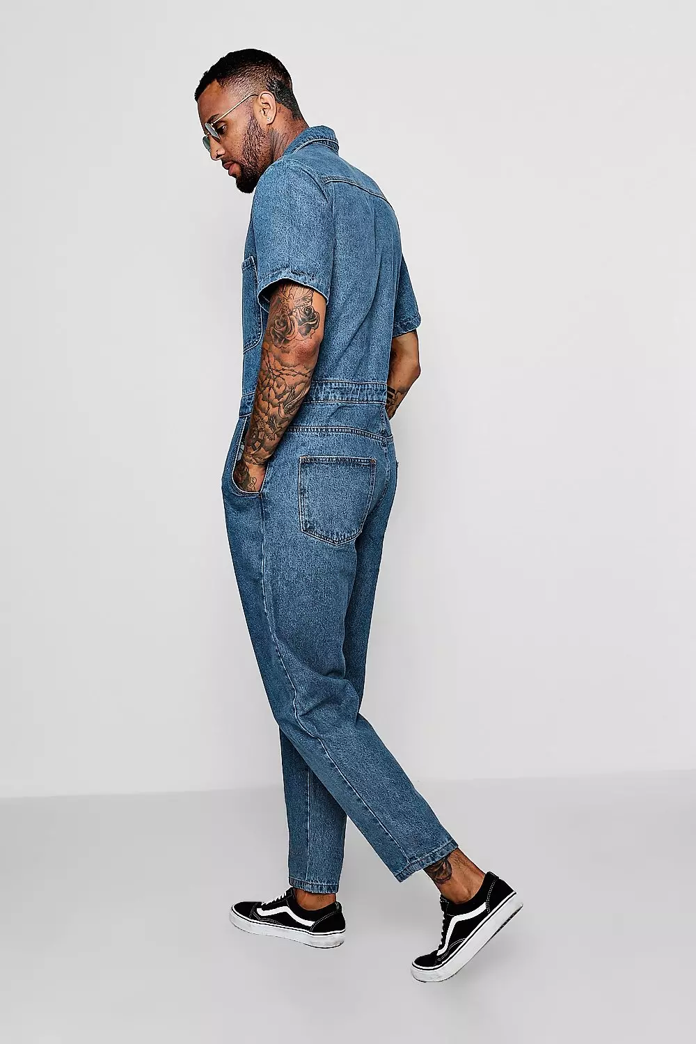 Short Sleeve Single Pocket Boiler Suit boohooMAN UK