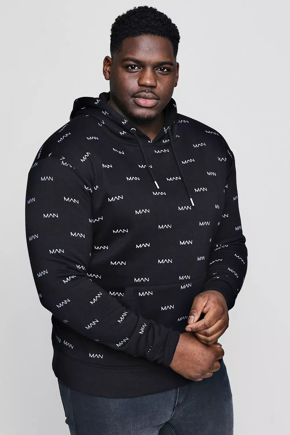 Plus Size MAN All Over Print Hoodie boohooMAN USA