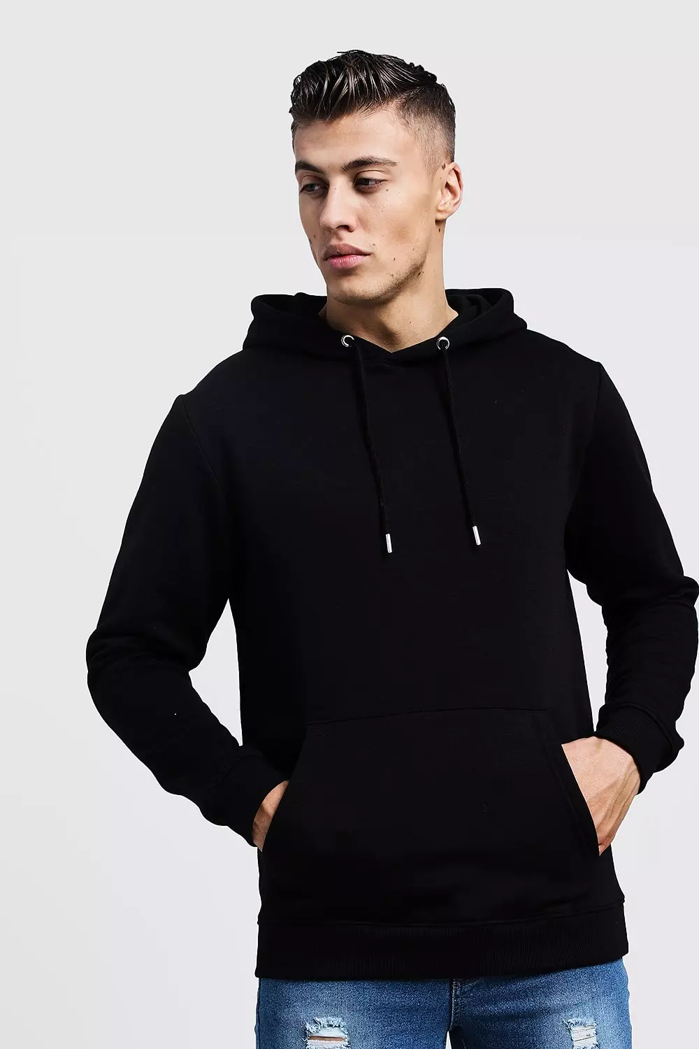 Black Basic Over the Head Fleece Hoodie alternative image