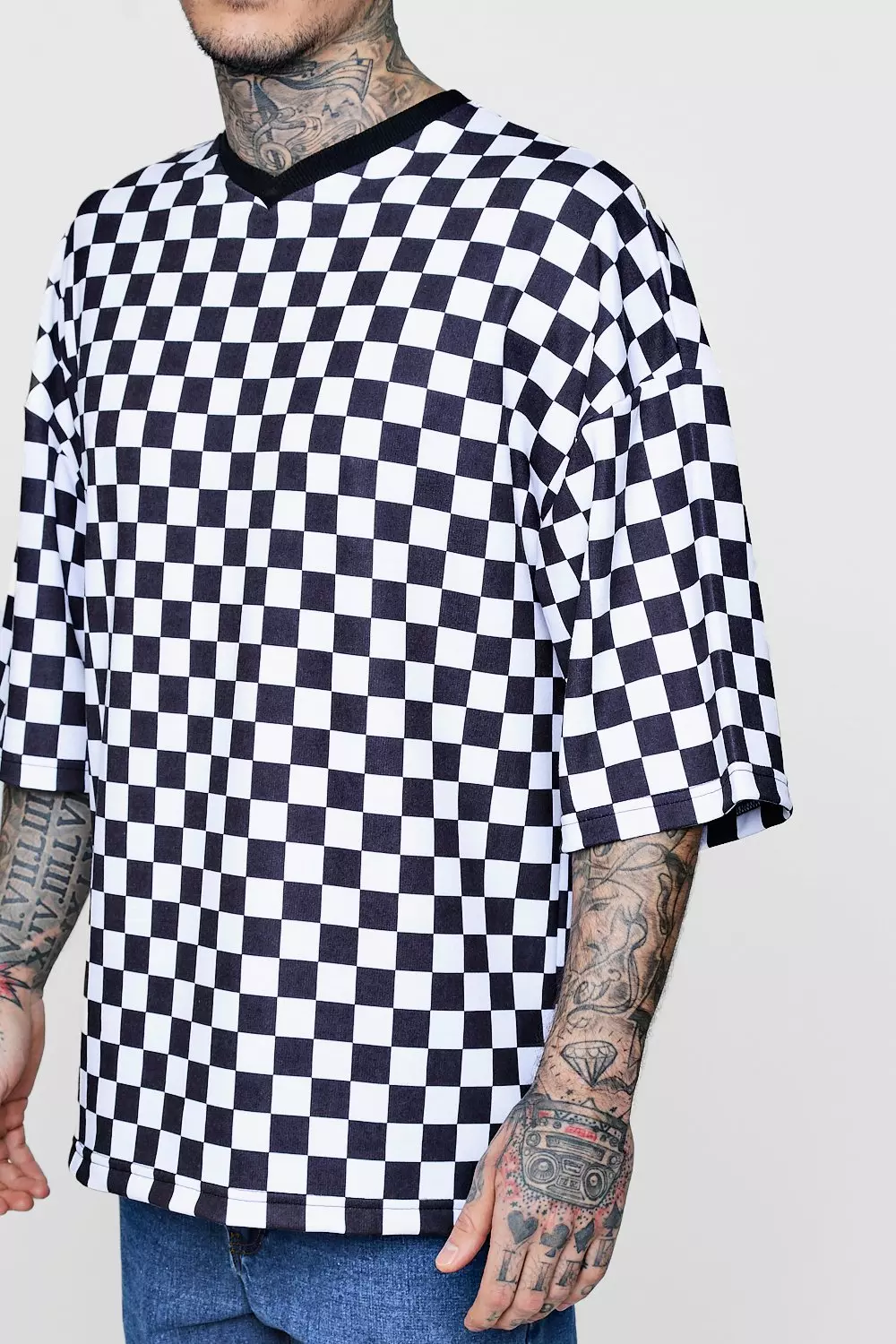 Checkerboard tee shirt on sale