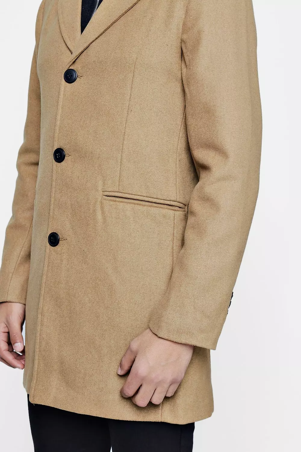 Wool Mix Overcoat | boohooMAN USA