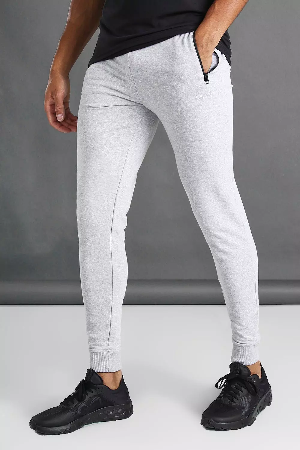 Boohooman skinny fit joggers clearance