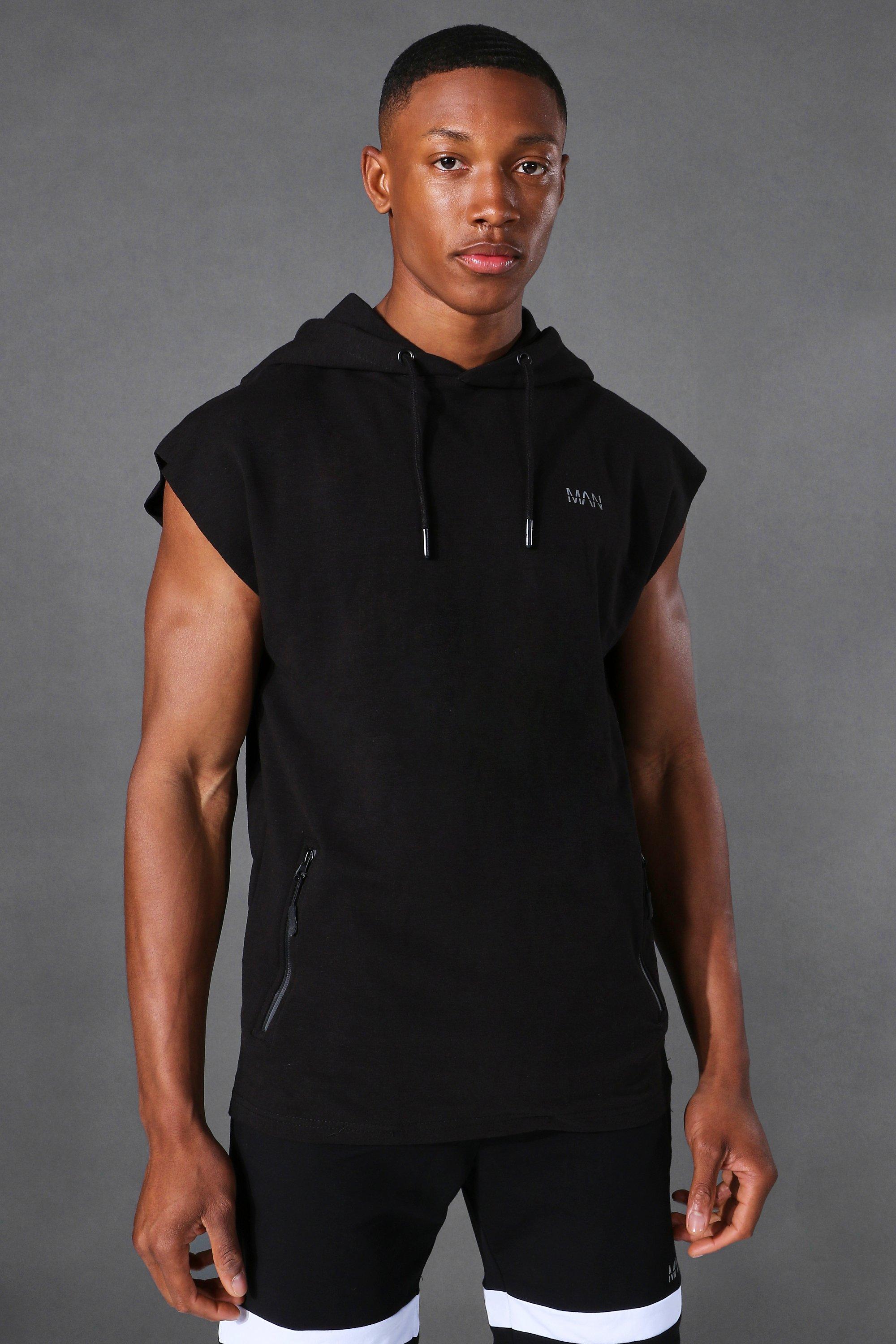 Man Active Muscle Fit Sleeveless Hoodie Set