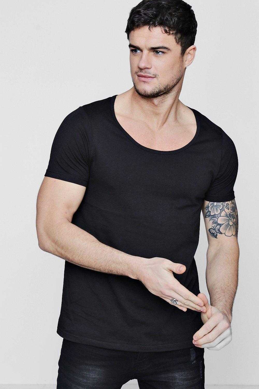 wide neck t shirts men's