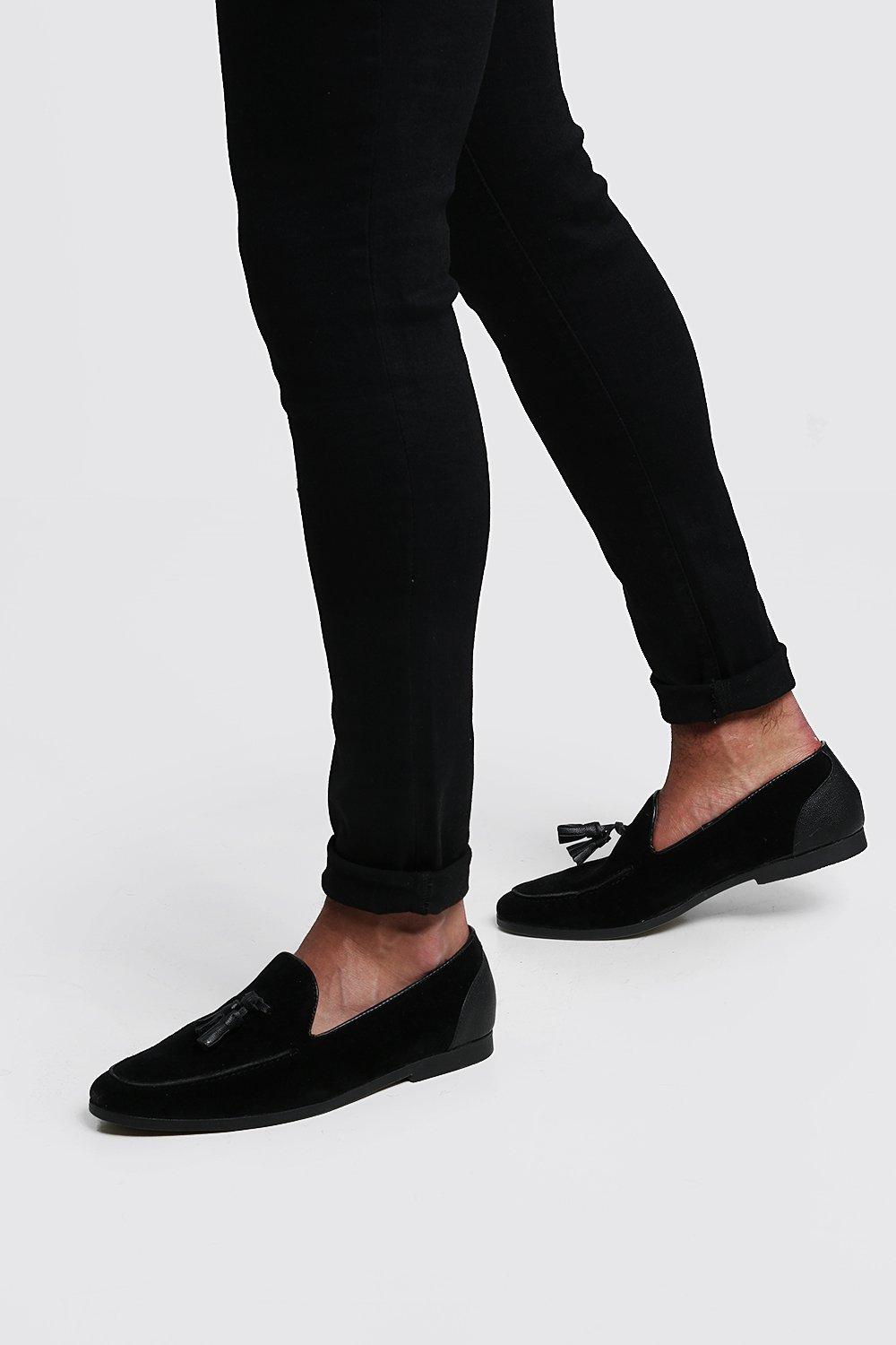 black suede tassel loafers mens