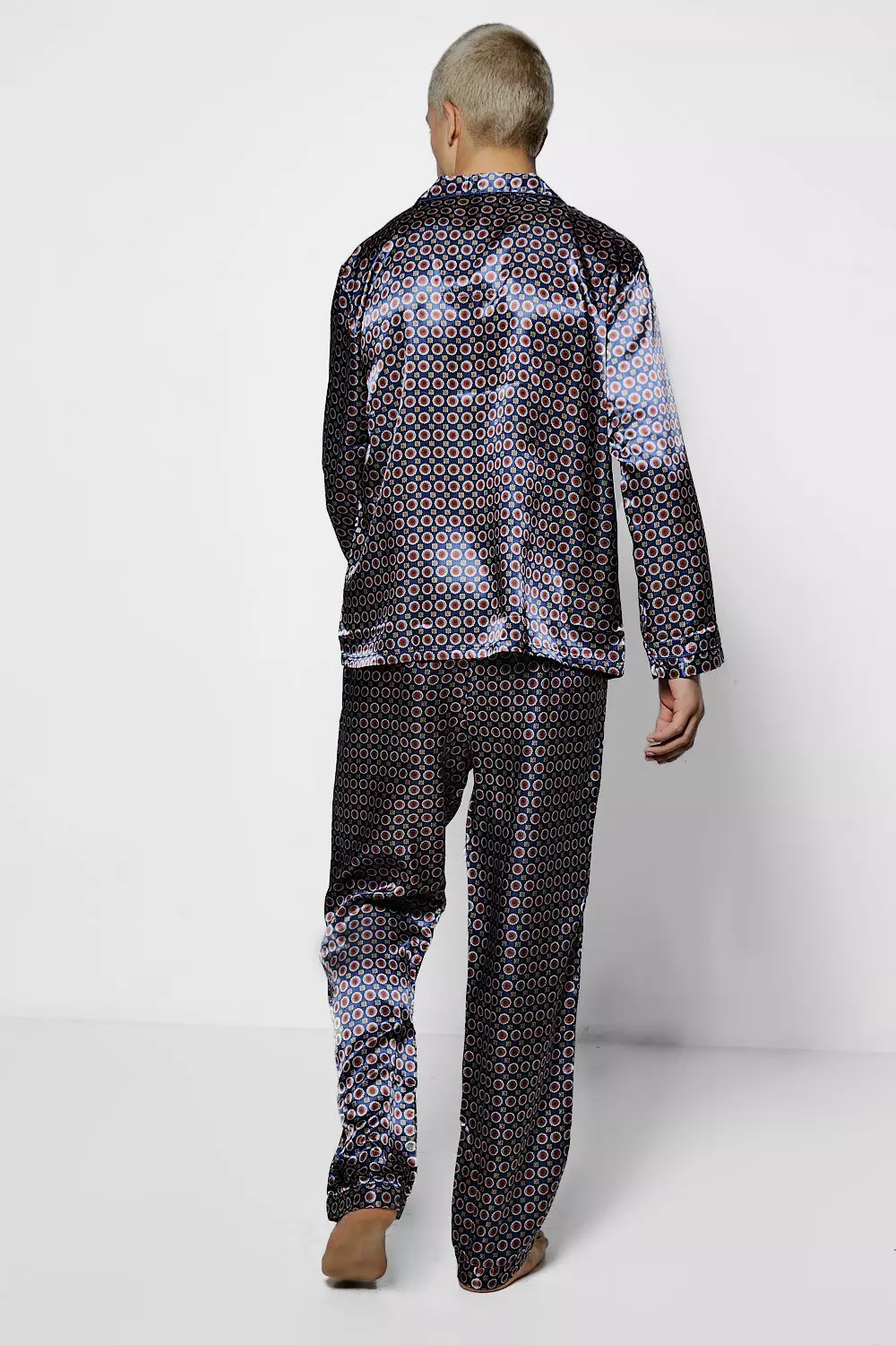 Patterned Satin Pyjamas boohooMAN AU