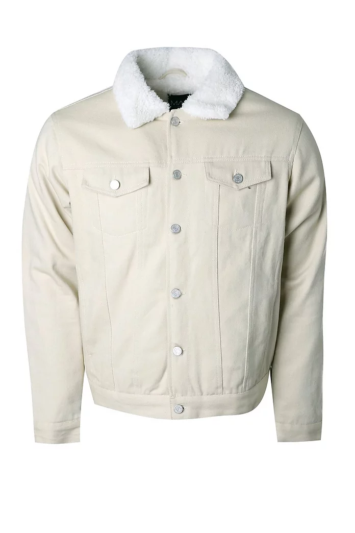 Teddy Borg Lined Denim Western Jacket | boohooMAN USA Teddy Borg Lined Denim Western Jacket | boohooMAN USA