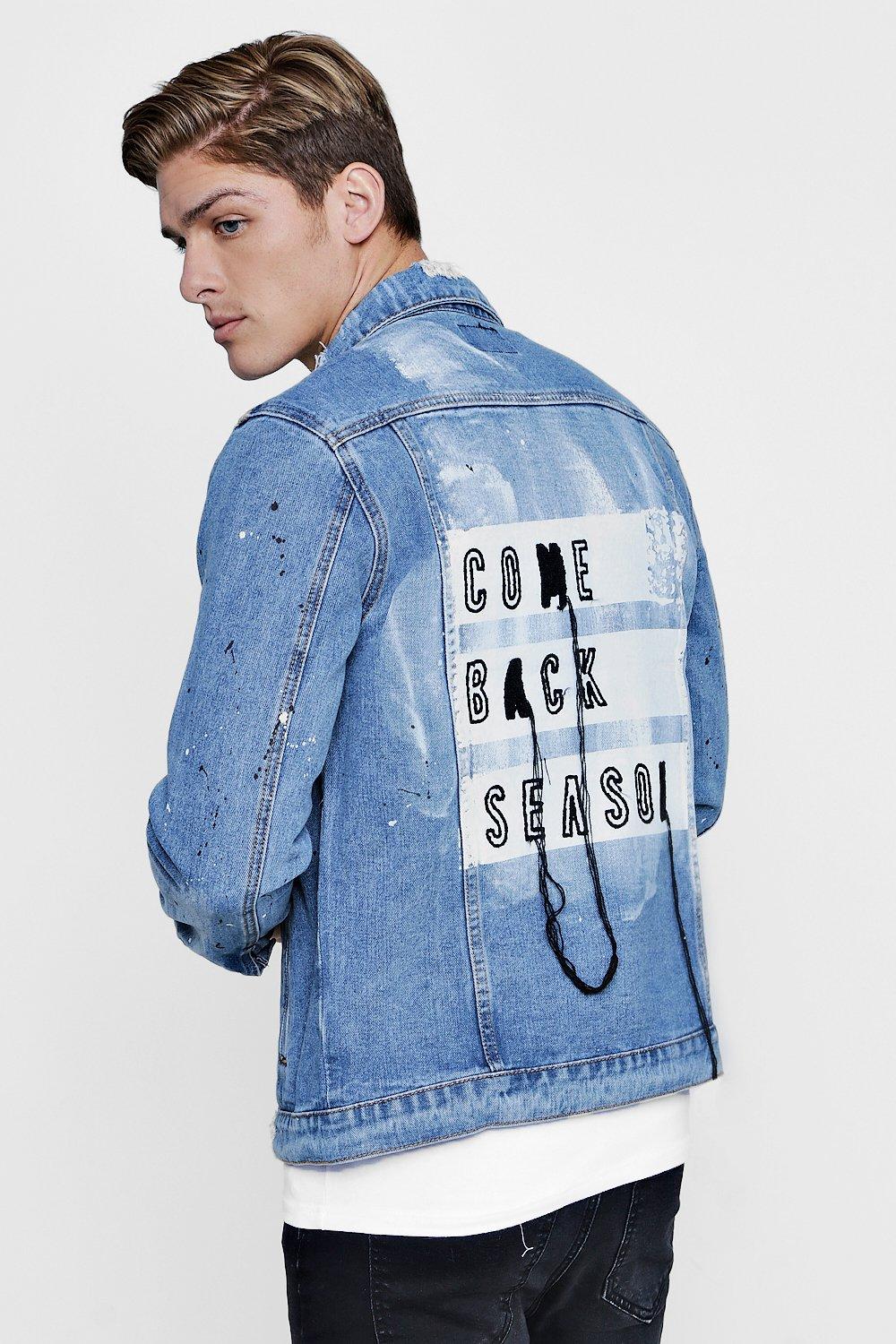 denim jacket with words on back