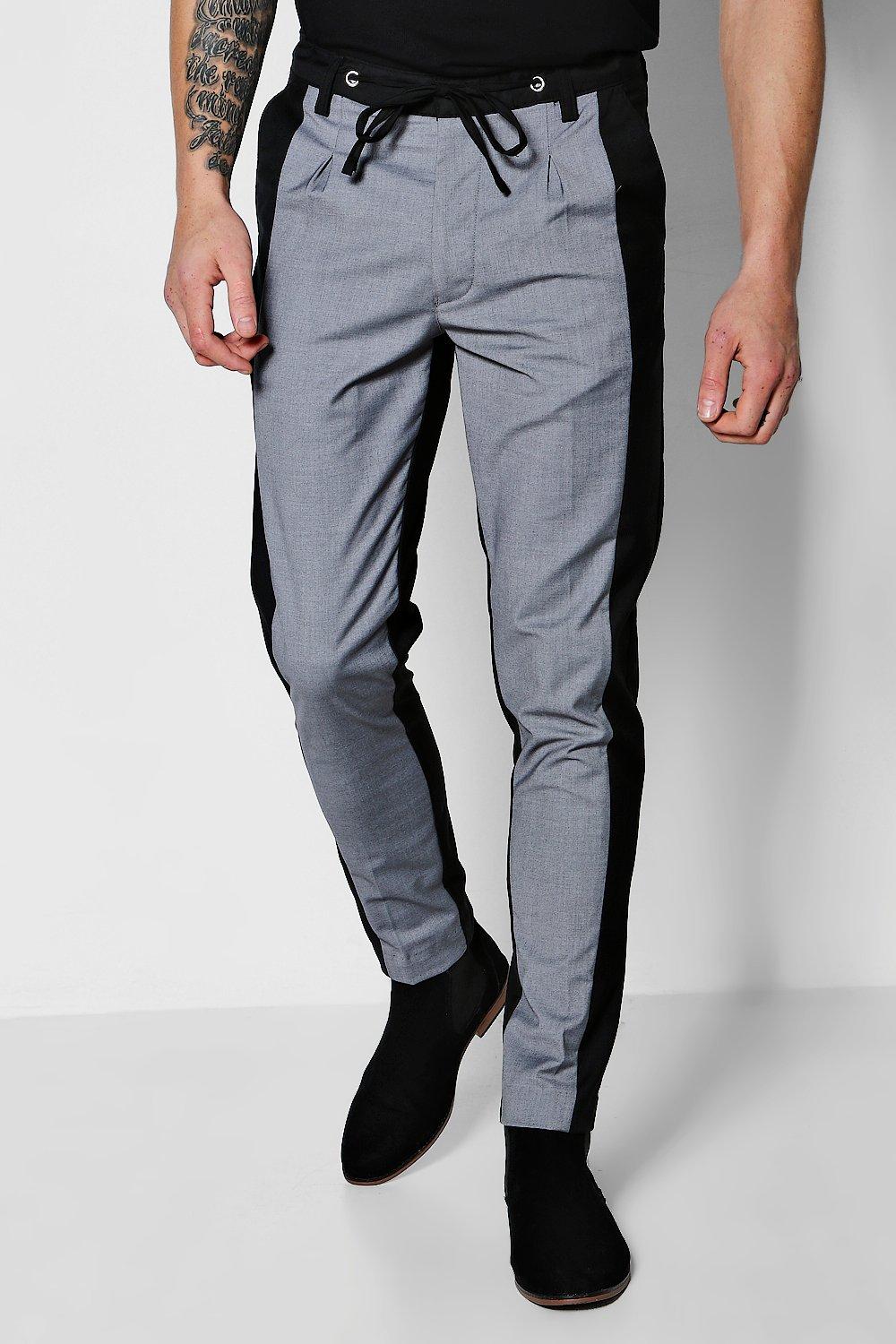 Two Tone Tapered Trousers | boohooMAN