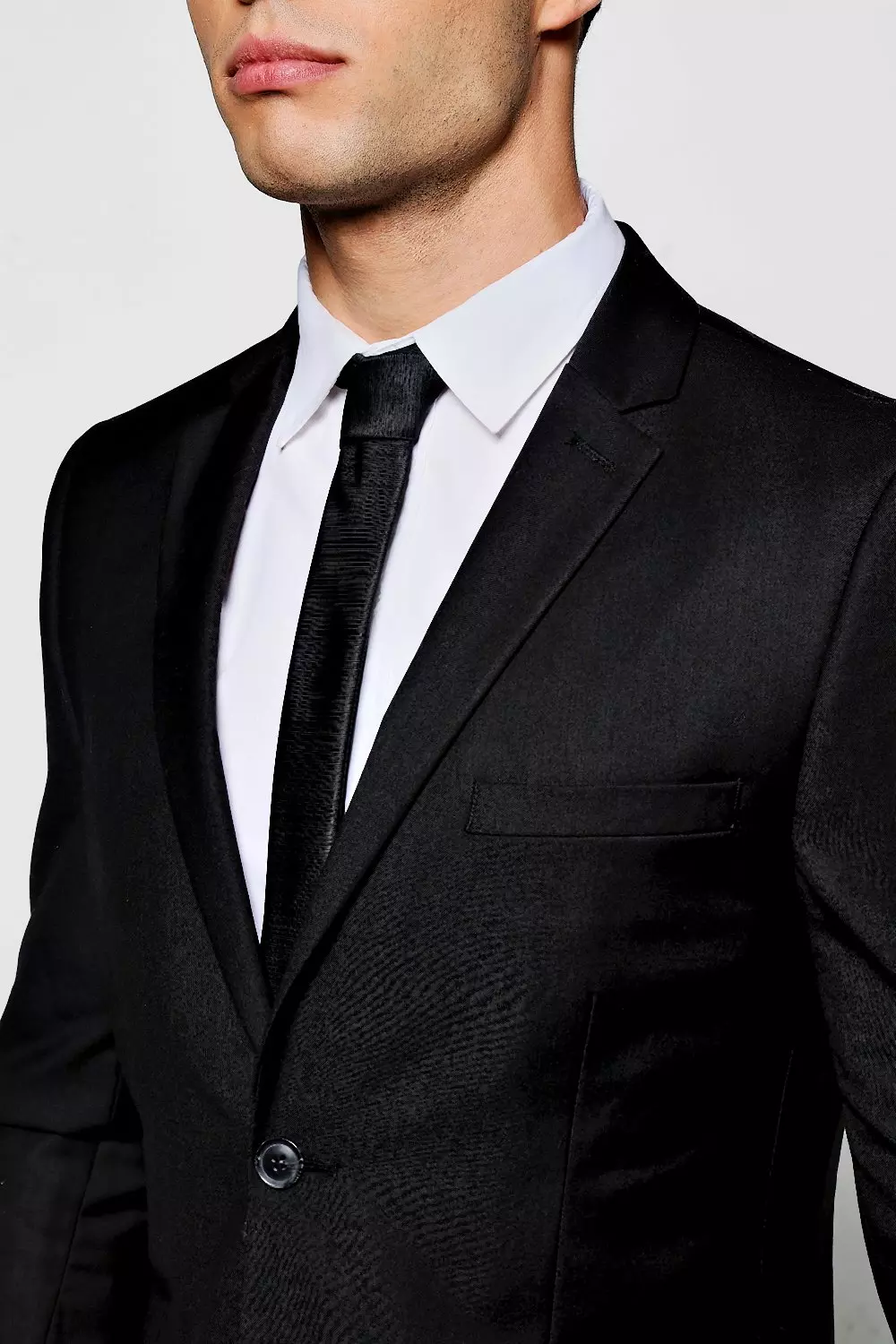 Black Textured Skinny Tie alternatives Bild