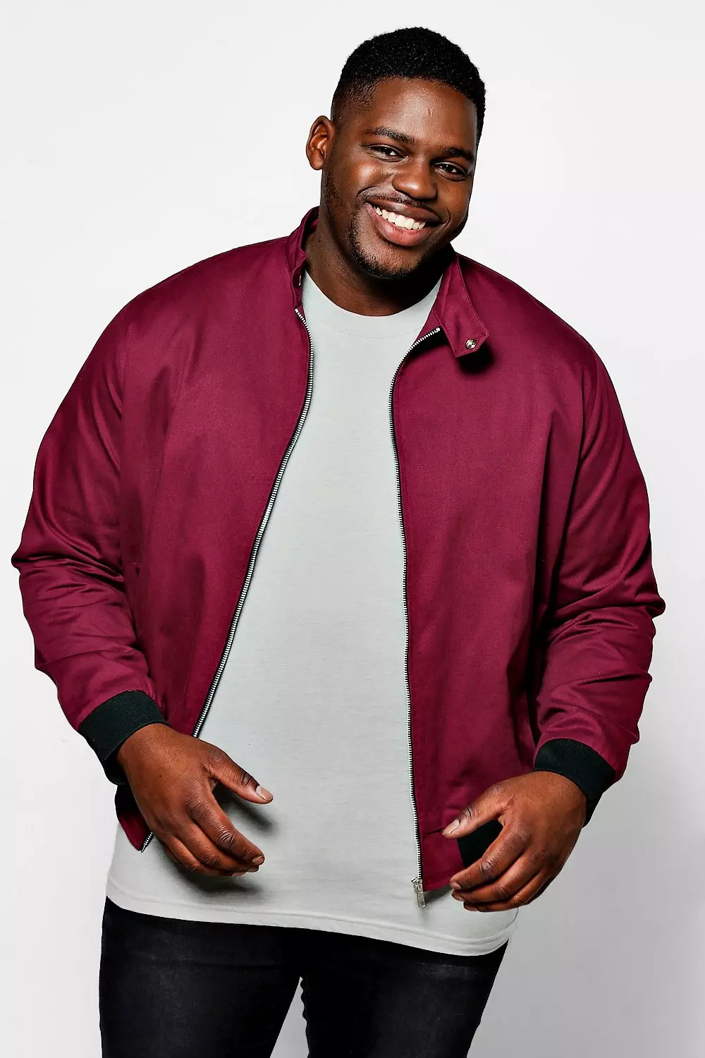 Plus Size Cotton Harrington Jacket boohooMAN