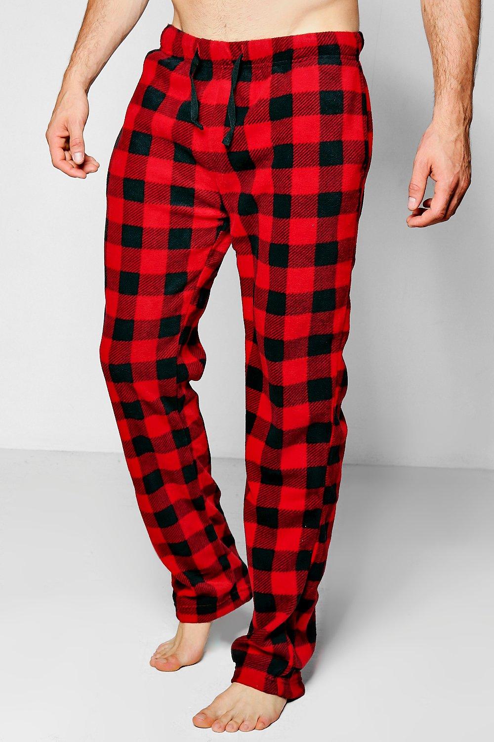 pantalon de pyjama en polaire à carreaux rouge et noir ...