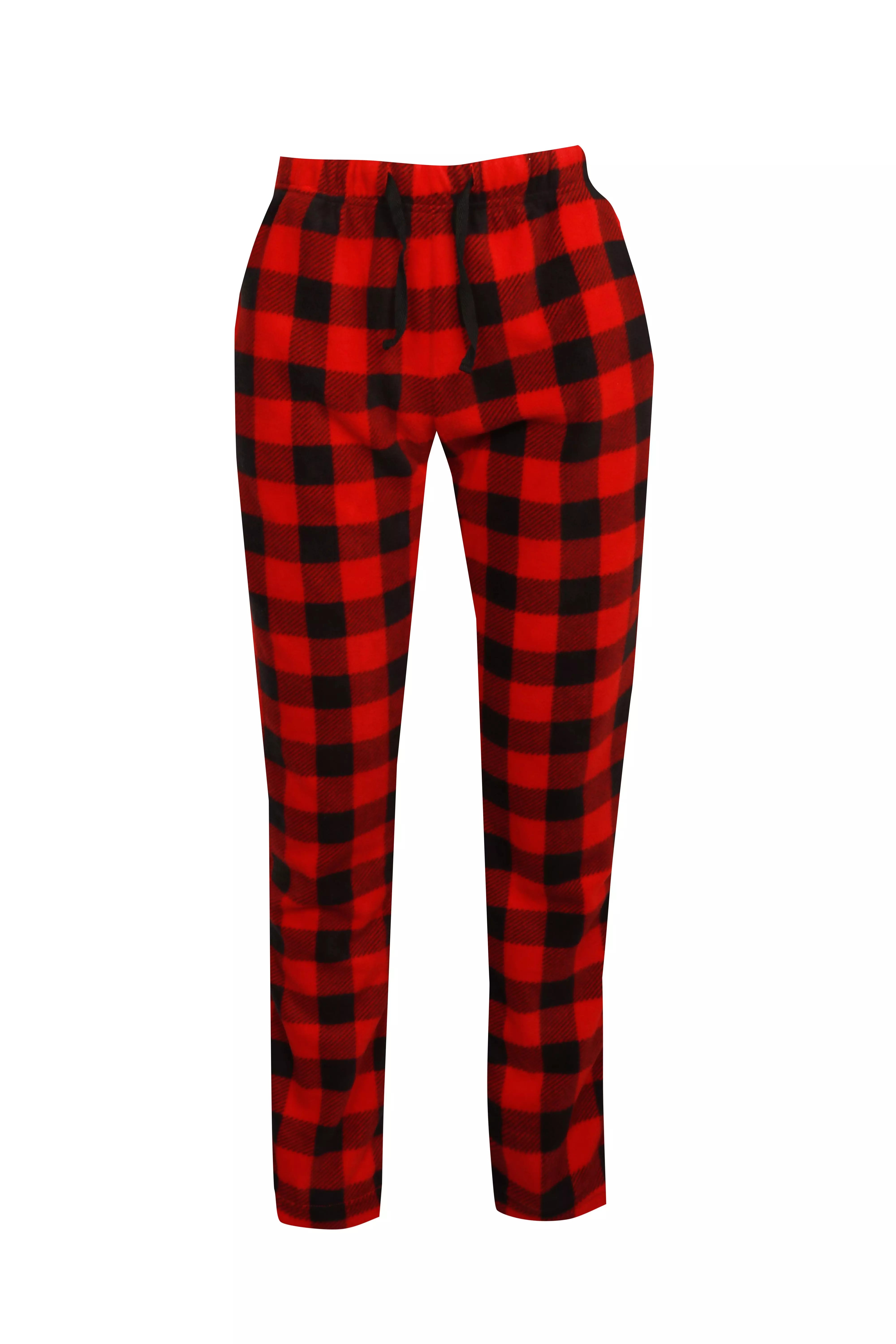 Black And Red Checked Fleece Pyjama Pants boohooMAN UK