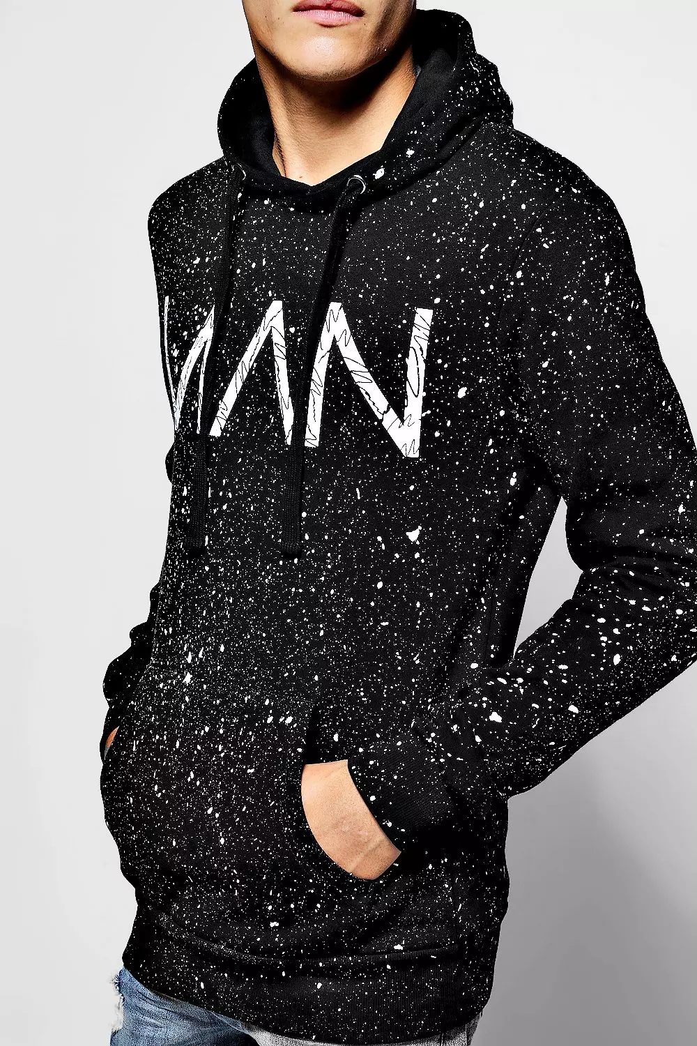 MAN Paint Splatter Hoodie boohooMAN UK