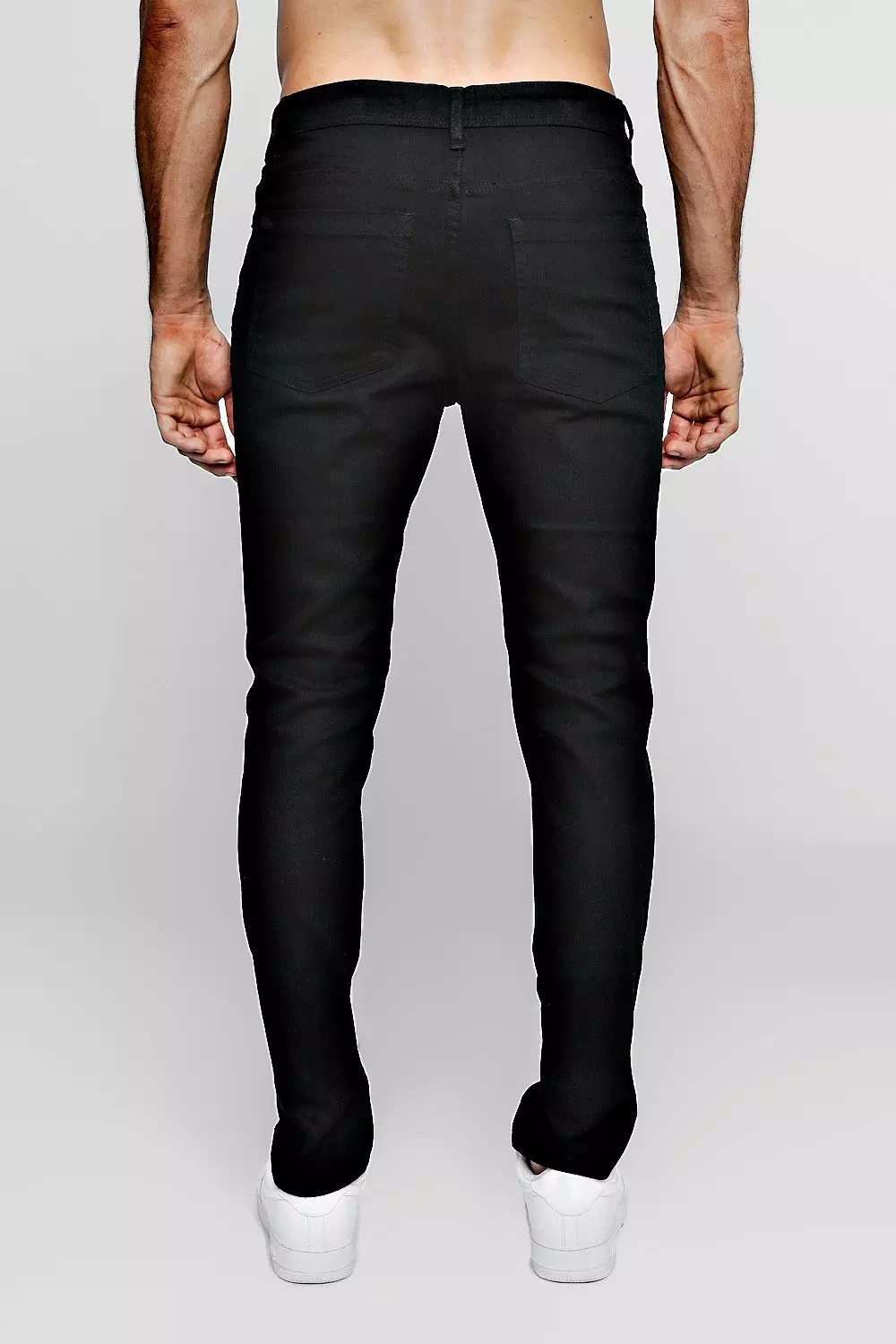 Black Stretch Skinny Jeans With Ripped Knees boohooMAN