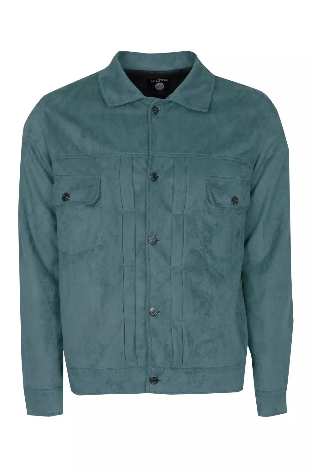 Bottle Faux Suede Pleated Trucker Jacket alternative image