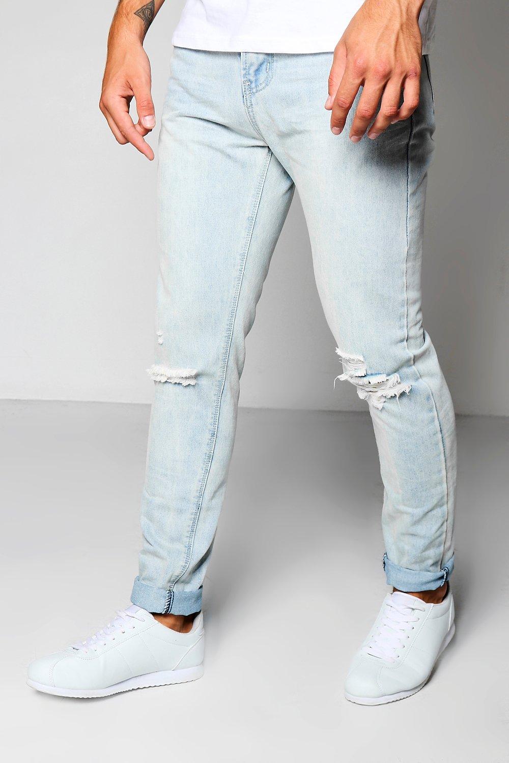 pale blue ripped skinny jeans