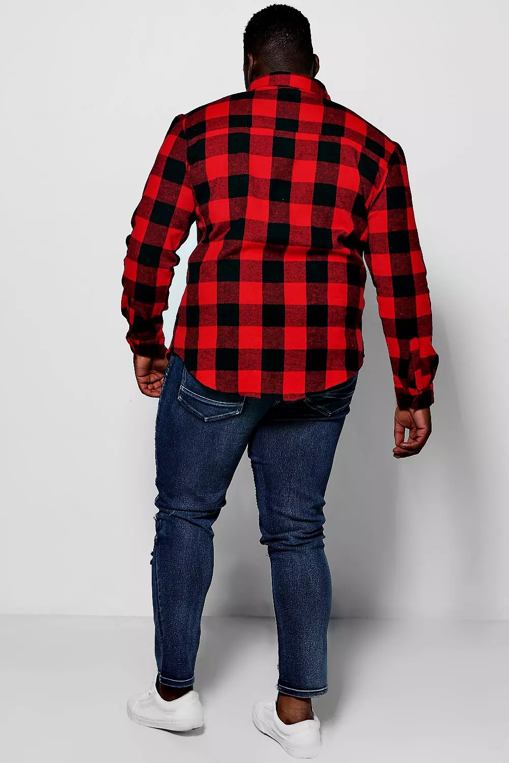 Chemise a manches longues a carreaux style bucheron rouge Big and tall boohooMAN FR
