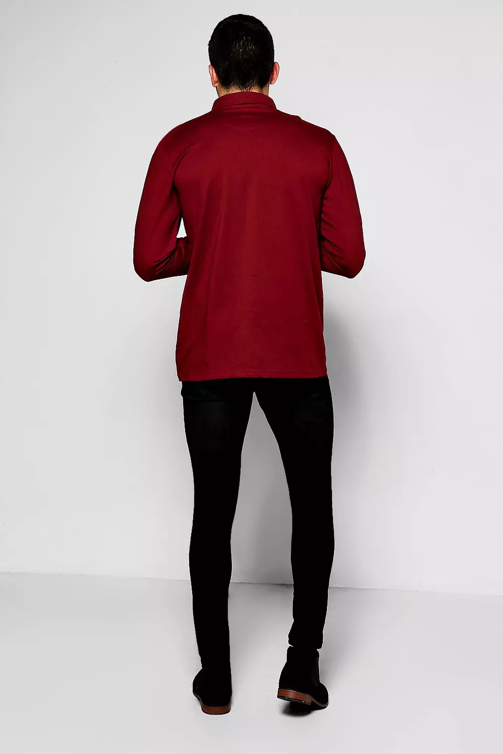 Camicia A Maniche Lunghe In Jersey, Borgogna immagine alternativa