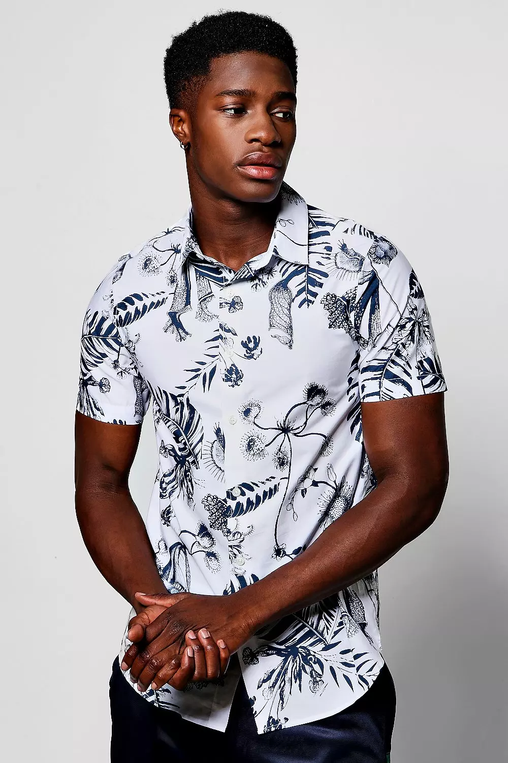 White Jungle Floral Print Short Sleeve Shirt alternative image