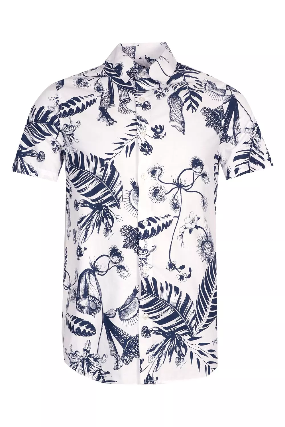 White Jungle Floral Print Short Sleeve Shirt alternative image