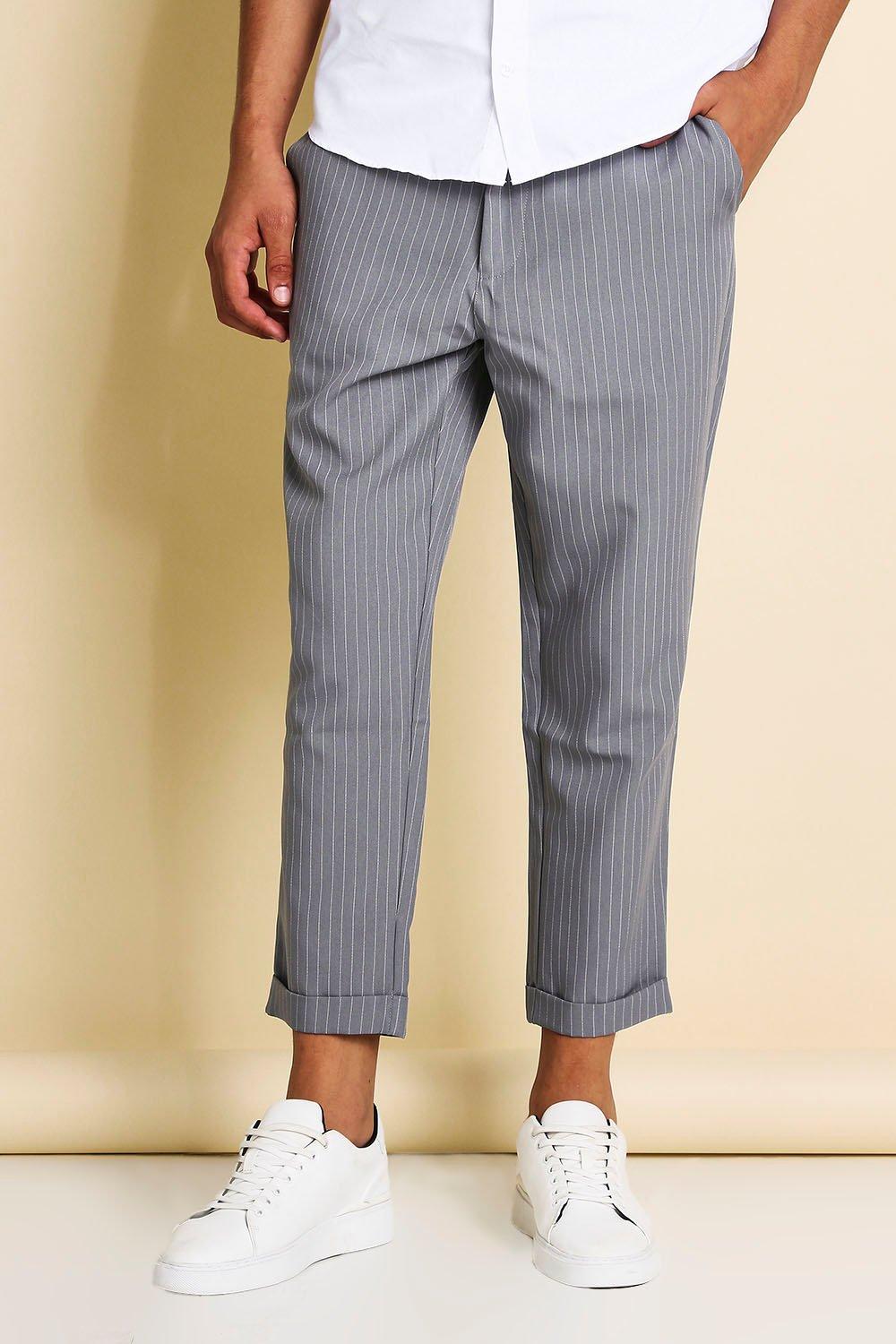 pinstripe casual trousers mens