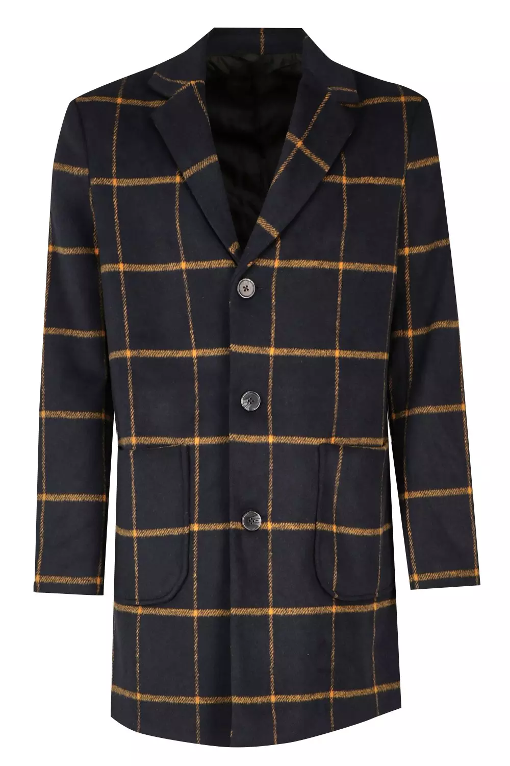 Soprabito A Quadri In Misto Lana Blu Navy immagine alternativa
