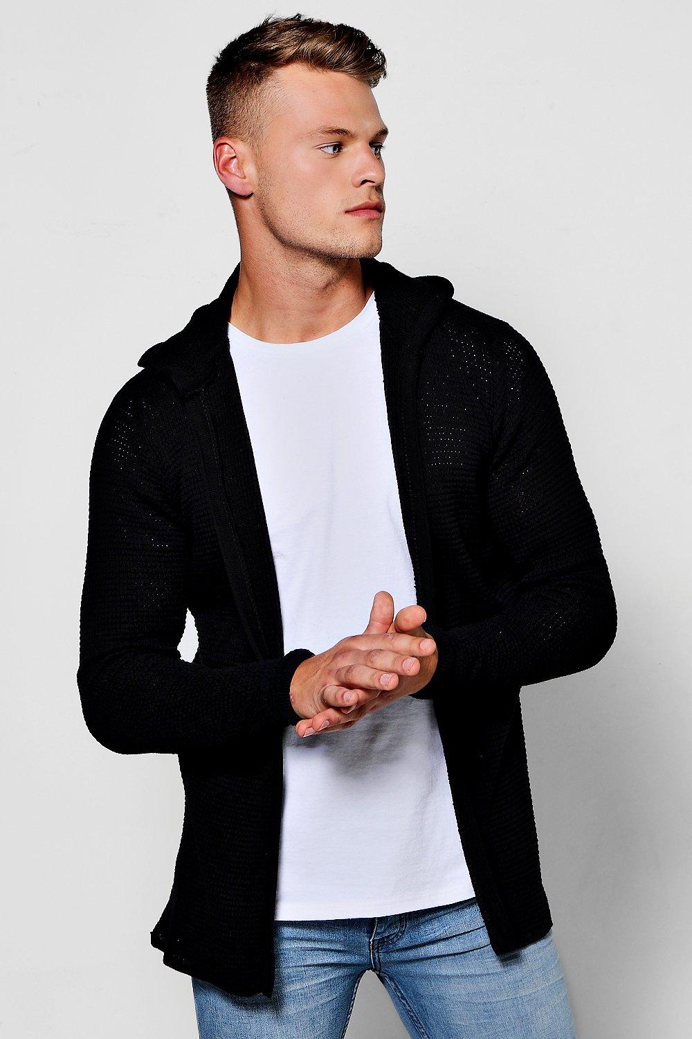 black waffle cardigan