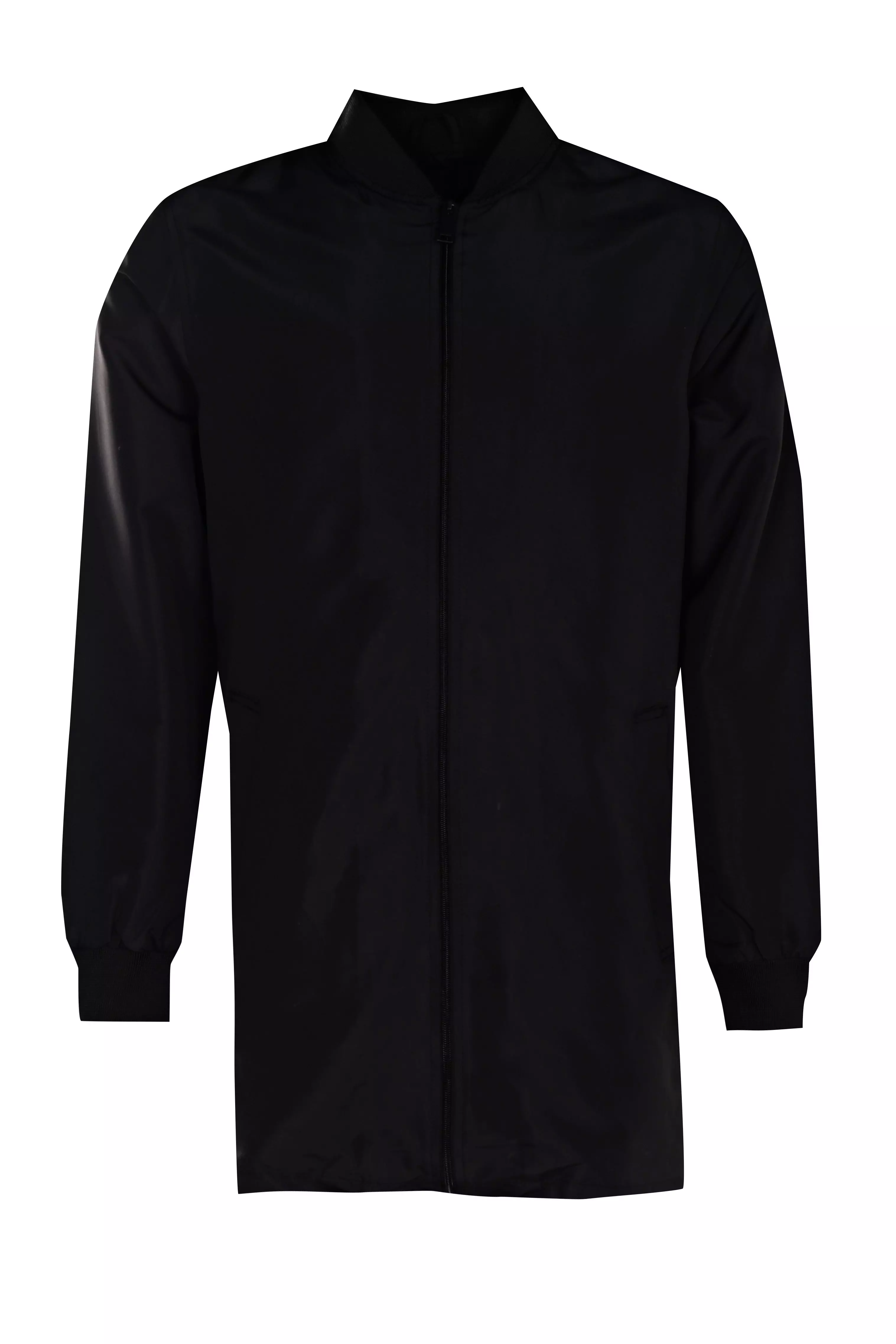 Black Longline Taslan Bomber Jacket alternatieve afbeelding