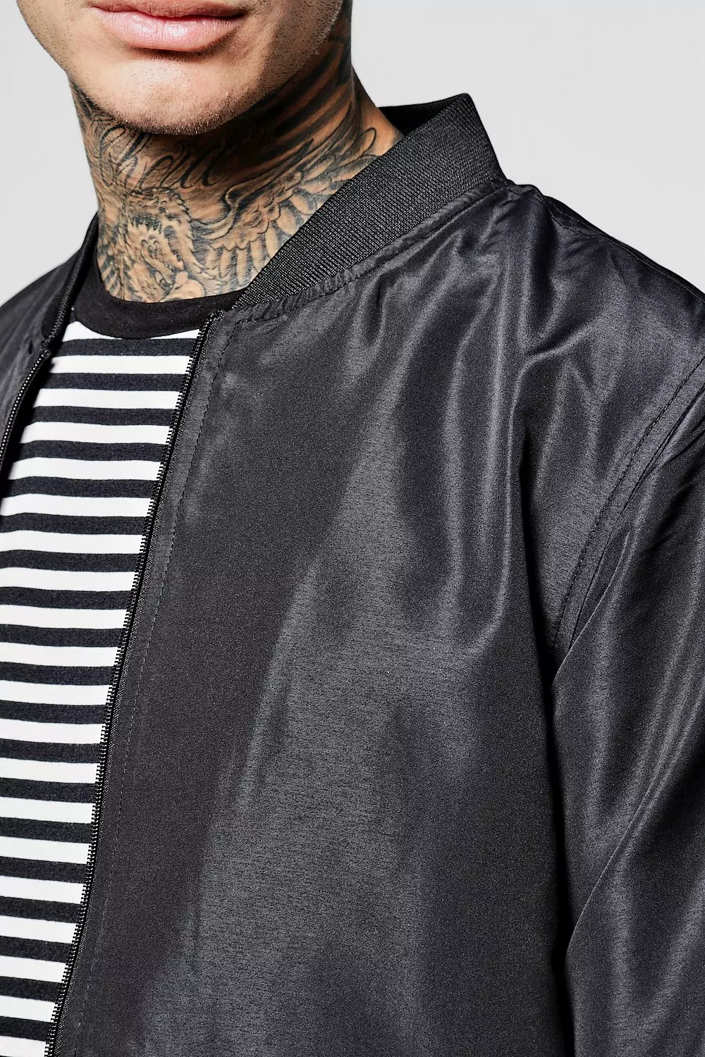 Black Longline Taslan Bomber Jacket alternatieve afbeelding