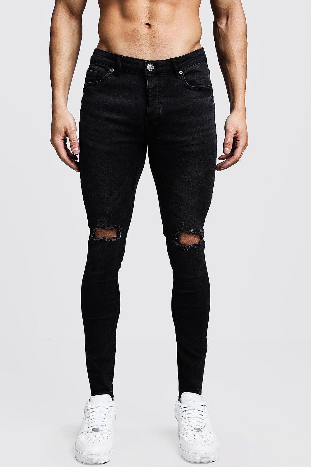 Black Skinny Fit Ripped Knee Jeans 