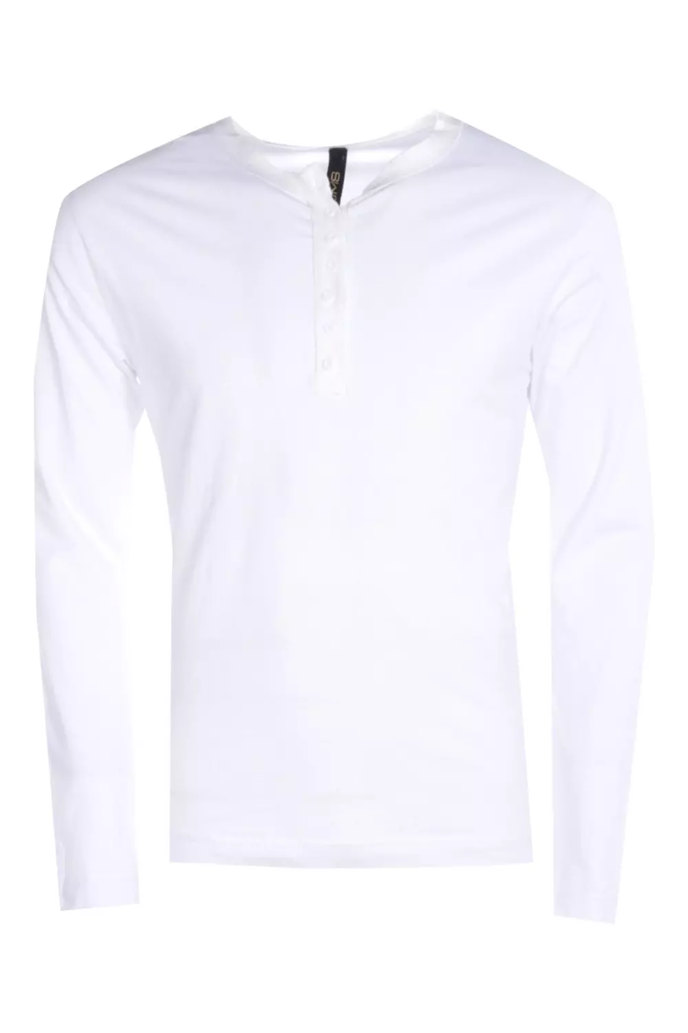 White Long Sleeve Grandad Collar T-Shirt alternative image