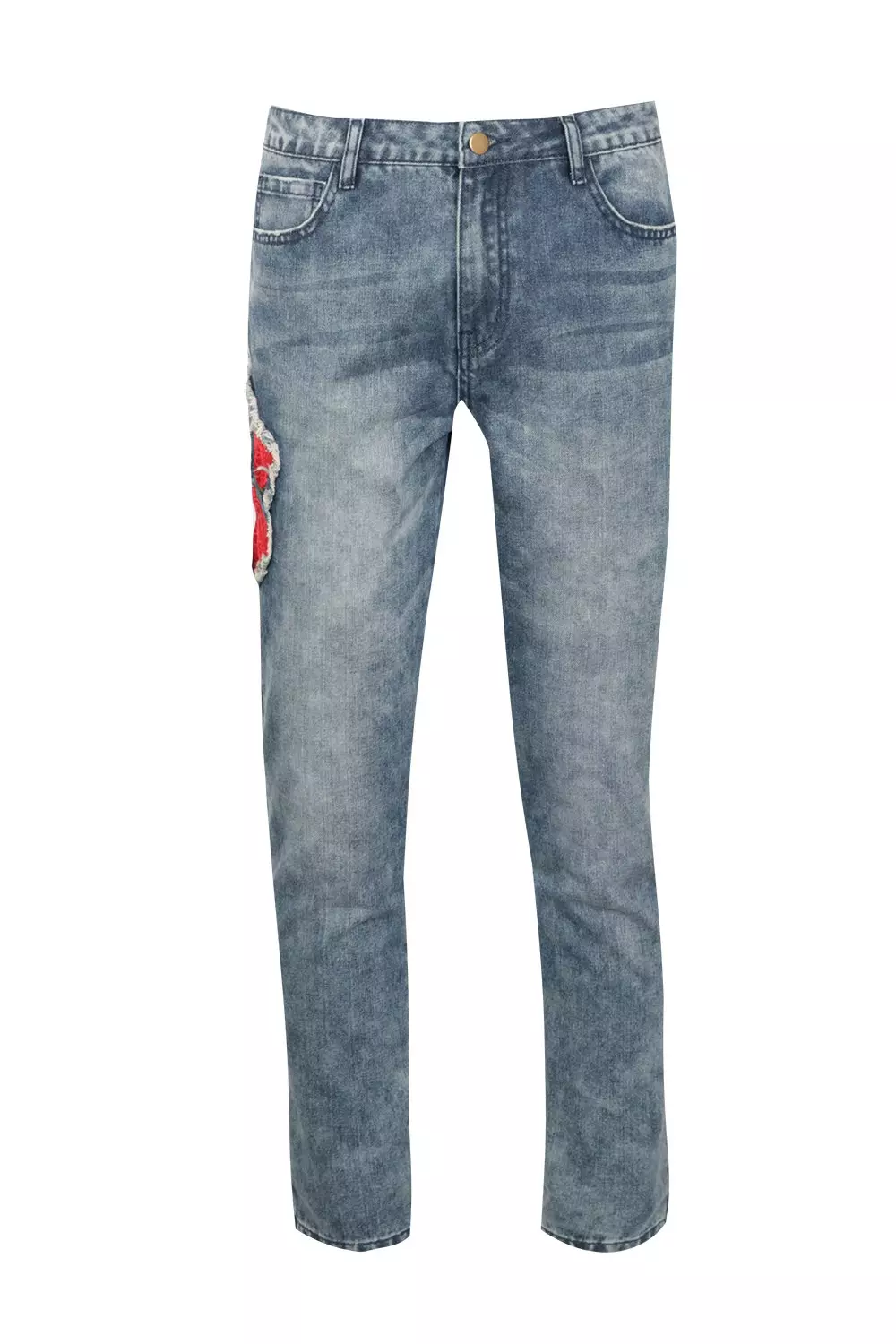 Skinny Fit Rose Embroidered Denim Jeans alternative image