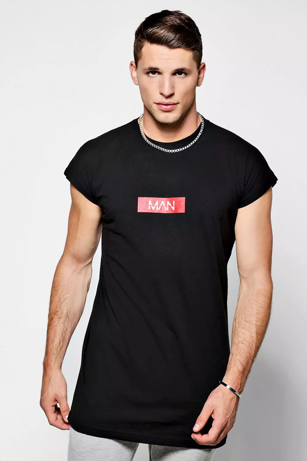 MAN Red Box Longline Cap Sleeved T-Shirt alternative image