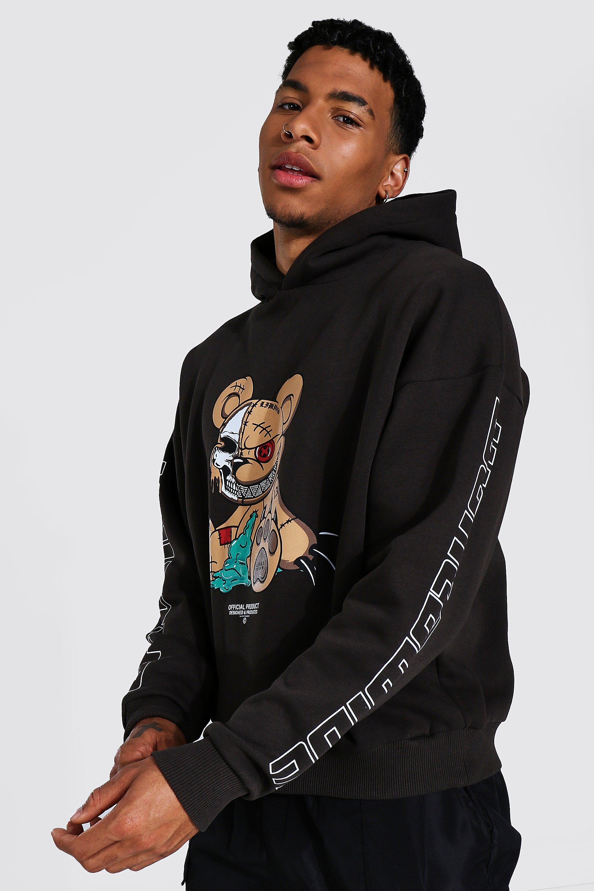 Oversized Ofcl Man Teddy Rhinestone Hoodie boohooMAN USA