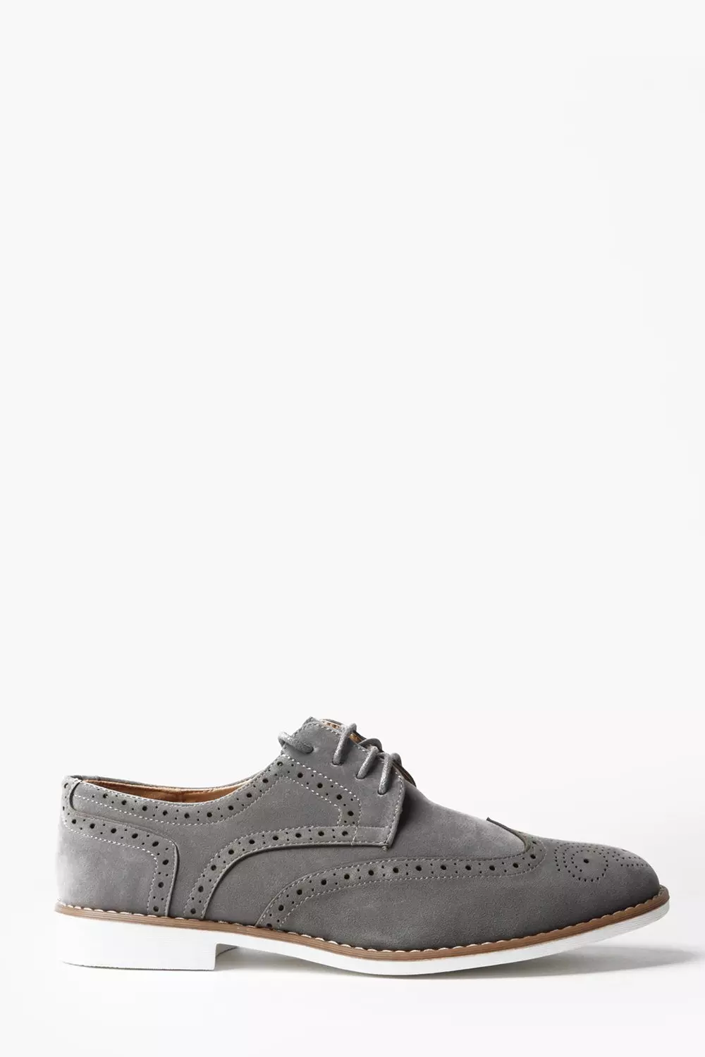 Grey Faux Suede Brogues
