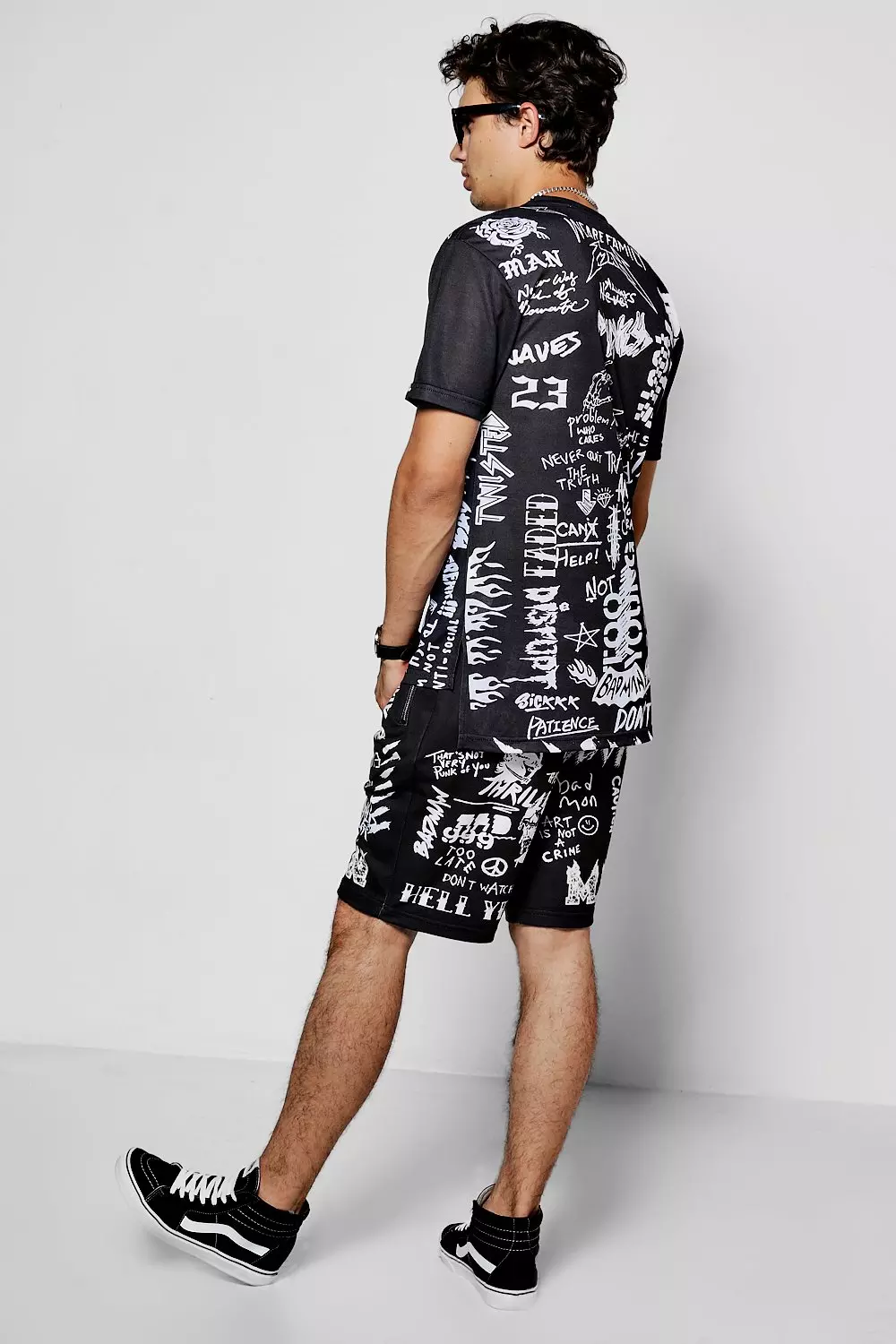 Black Graffiti Print Basketball Jersey Shorts alternative image