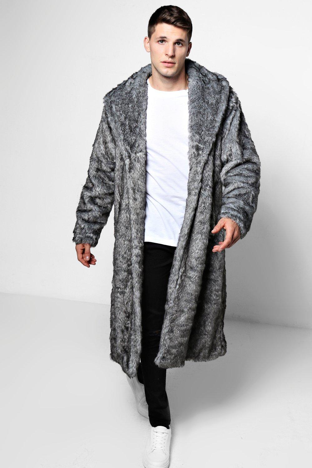 Faux Fur Overcoat boohooMAN UK