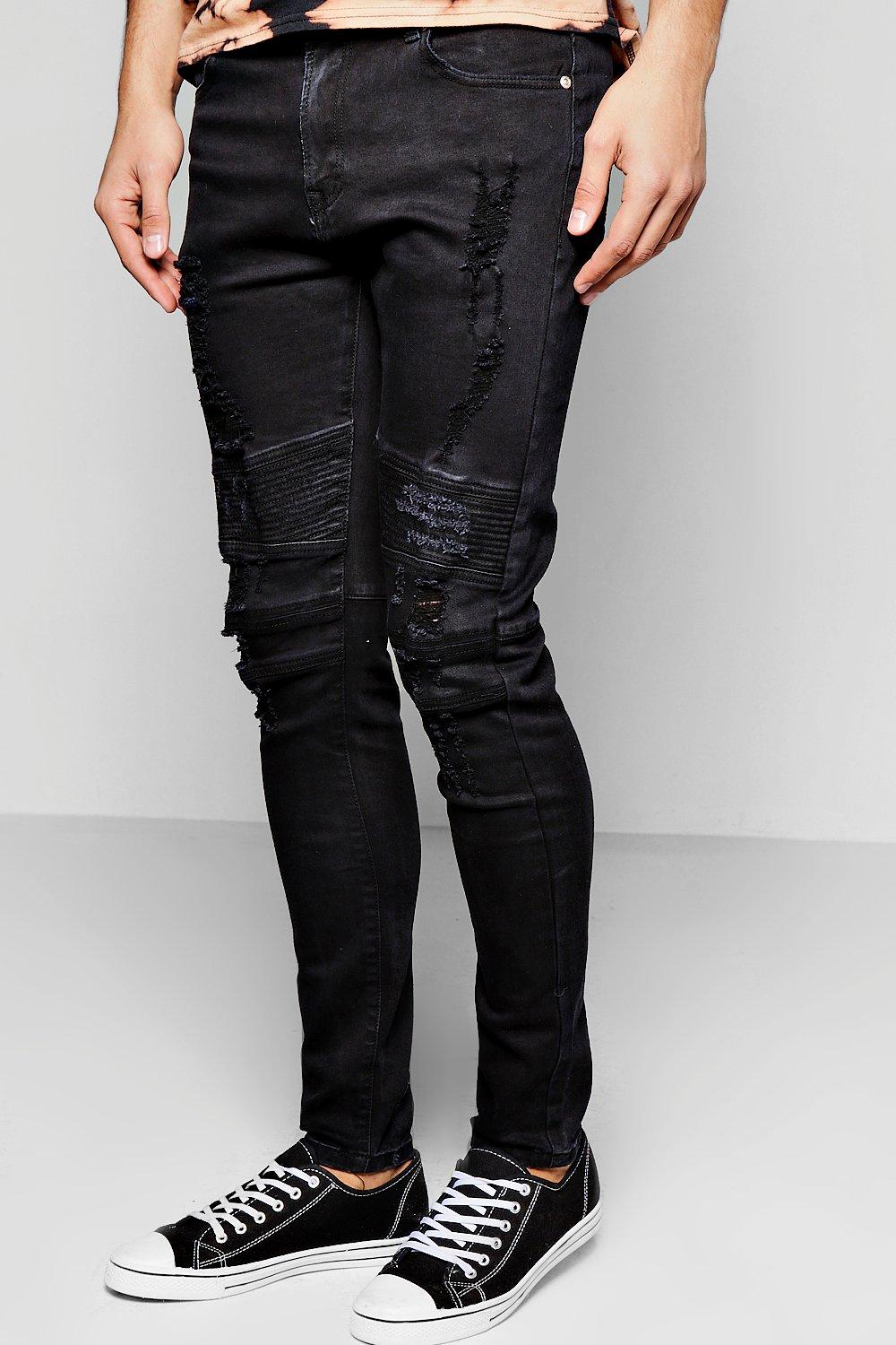 black biker jeans slim fit