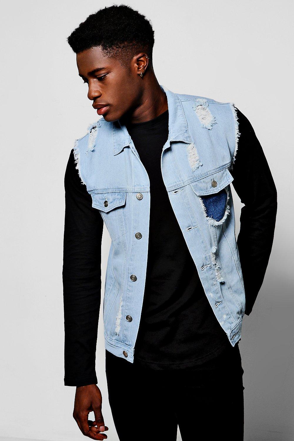 men's sleeveless denim jacket