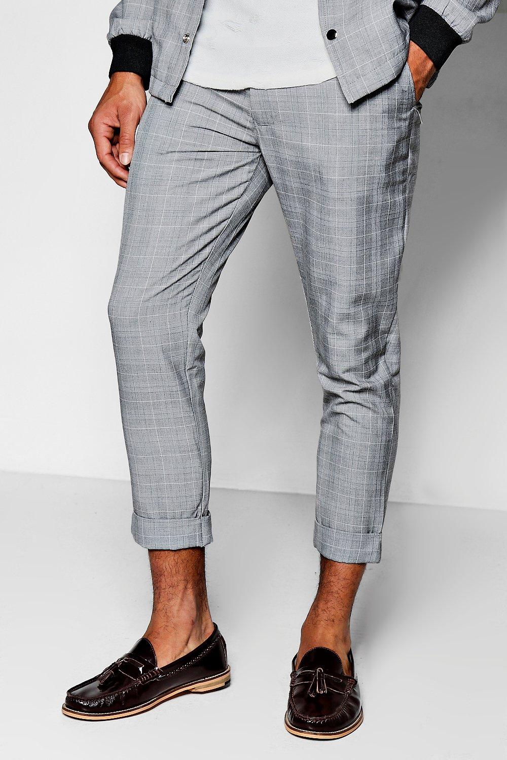 grey cropped trousers