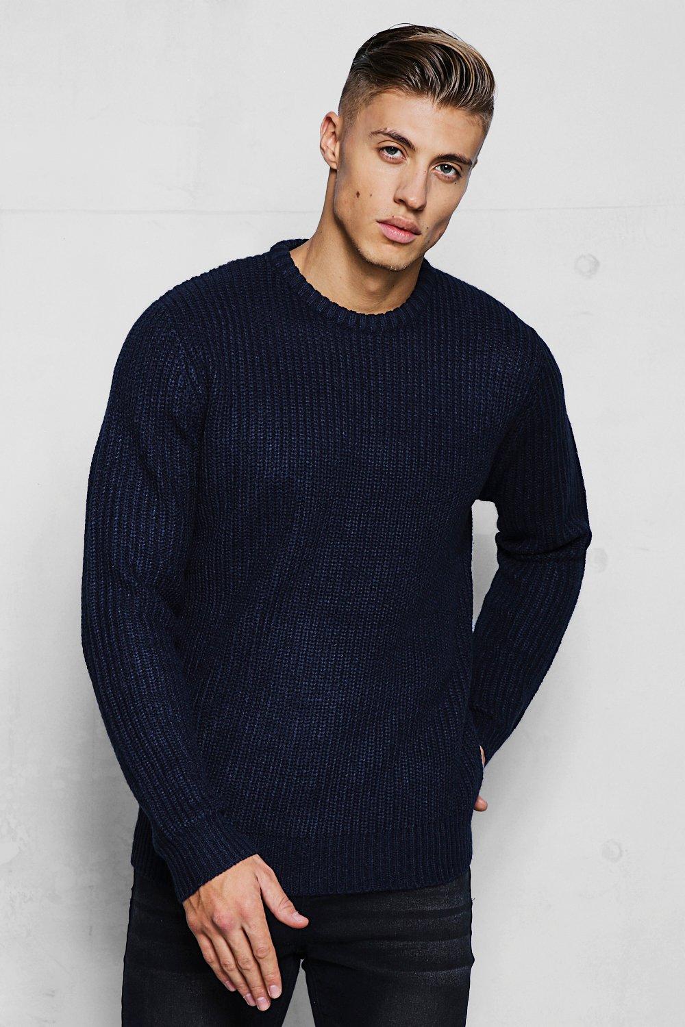 mens navy fisherman jumper
