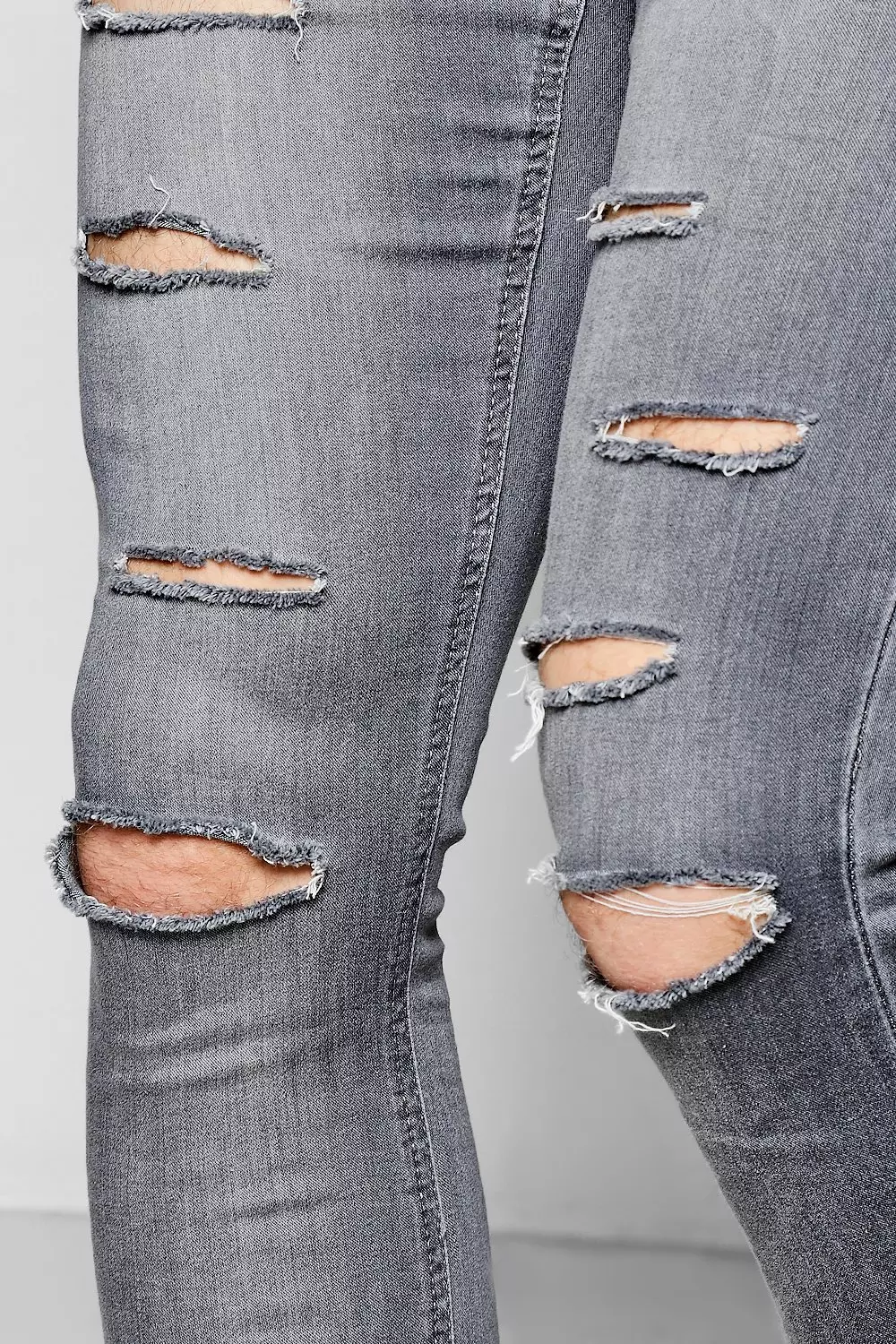 Skinny Fit Raw Edge Jeans With All Over Rips alternative image