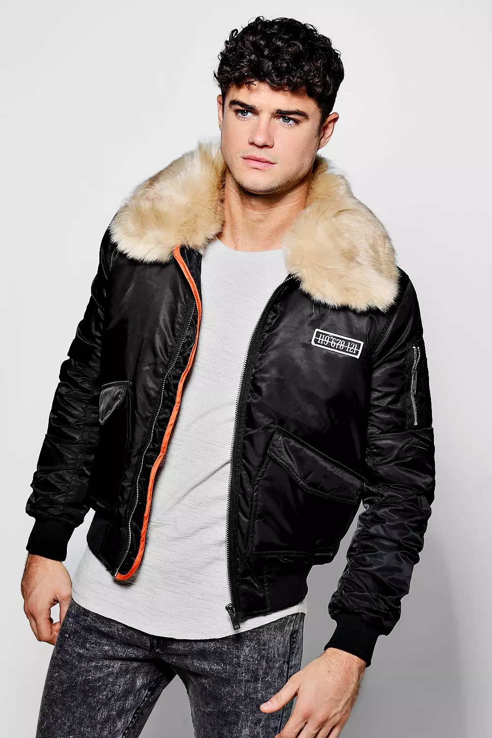 Faux Fur Collar MA1 Bomber Jacket alternative image