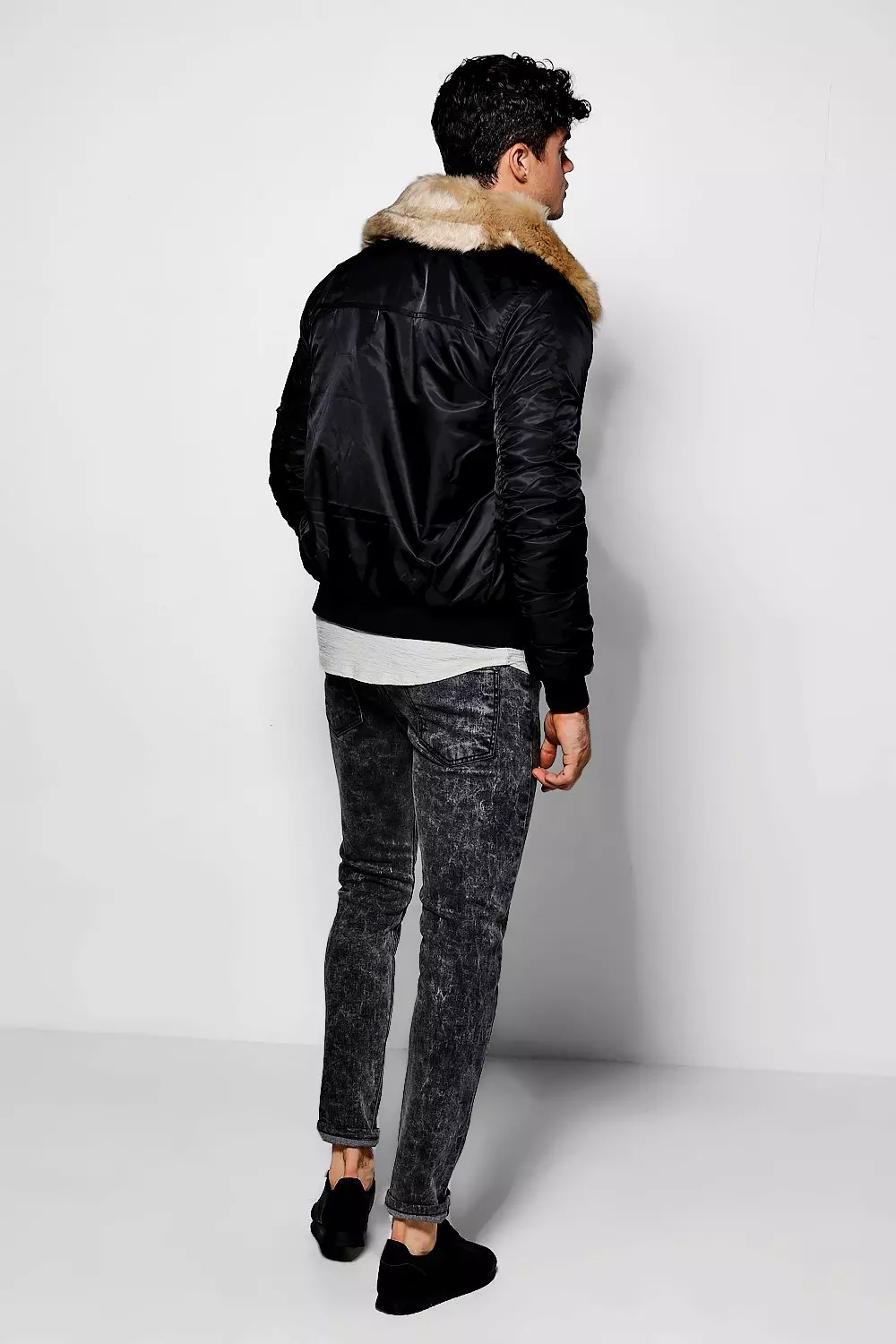 Faux Fur Collar MA1 Bomber Jacket alternative image