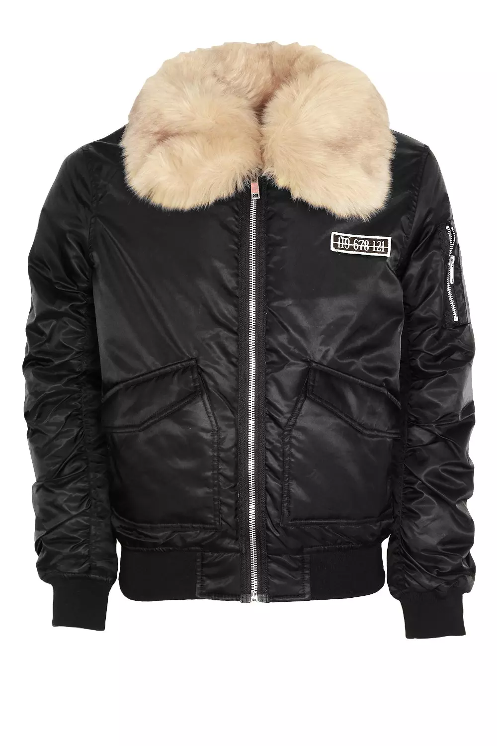 Faux Fur Collar MA1 Bomber Jacket boohooMAN UK